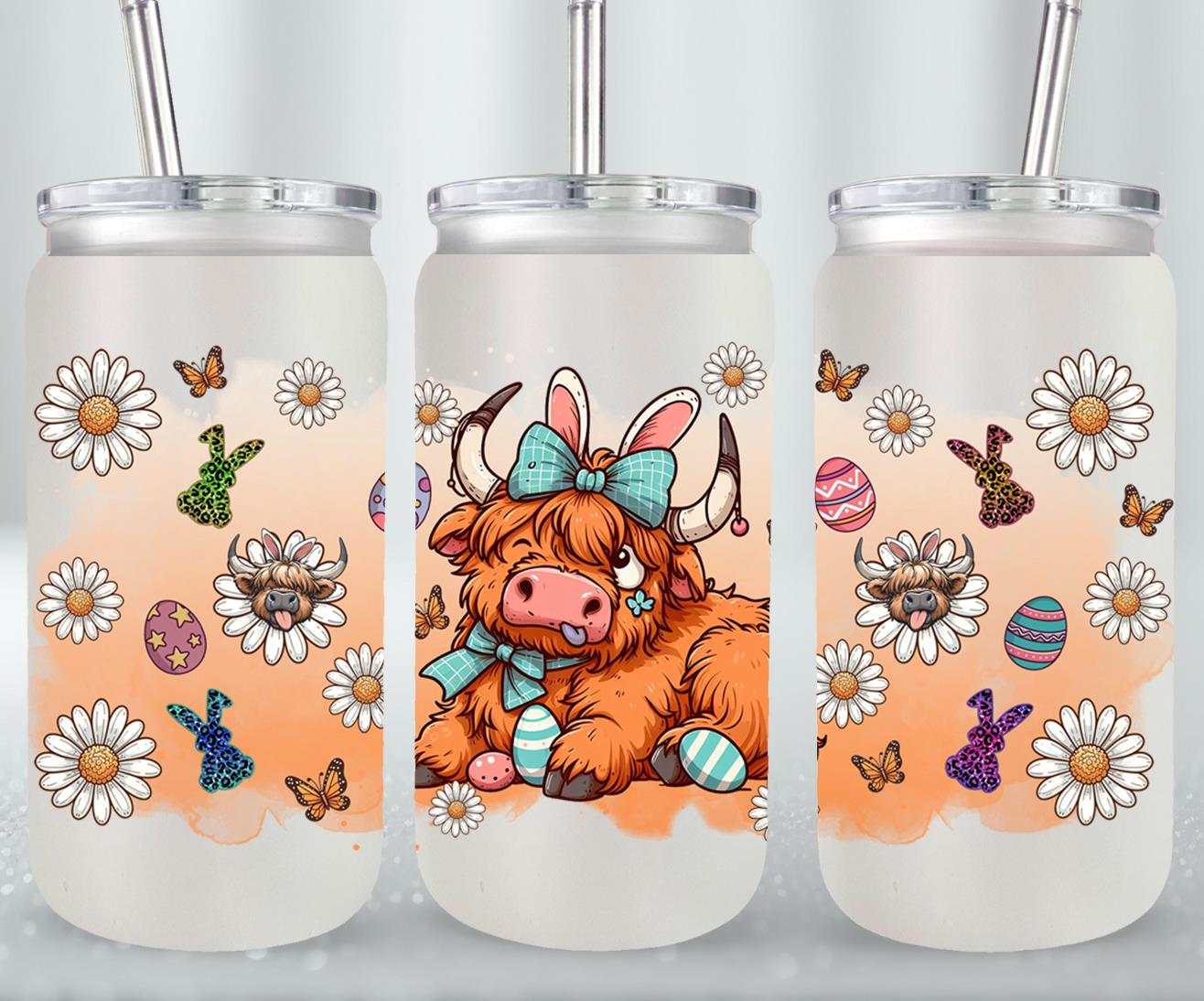 Highland Cow Easter-10371 - glass can