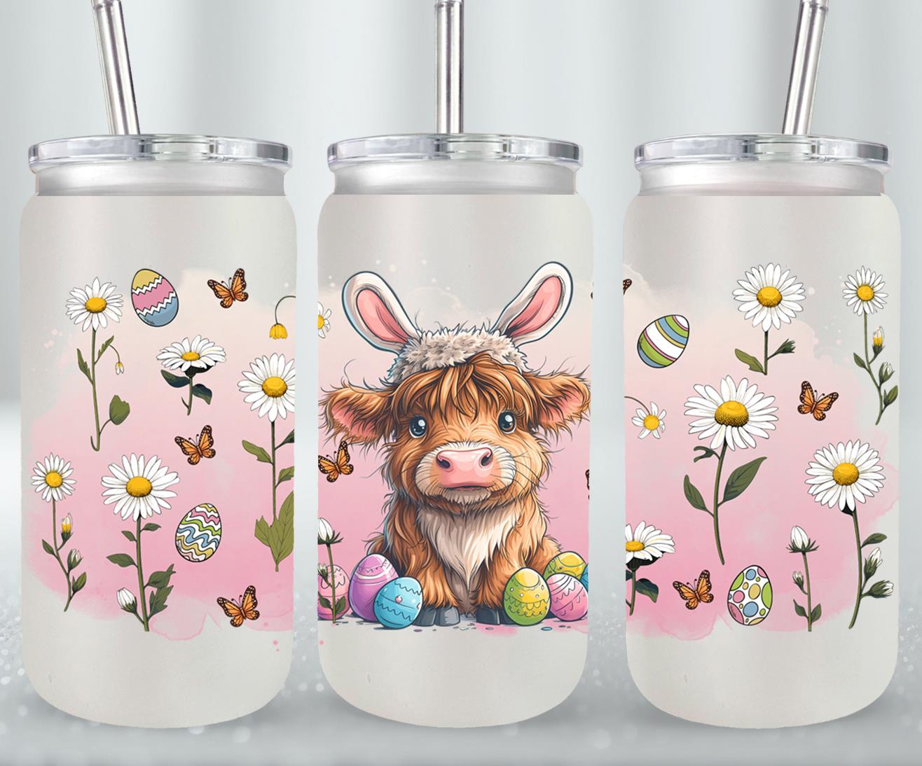 Highland Cow Easter-10403 - glass can