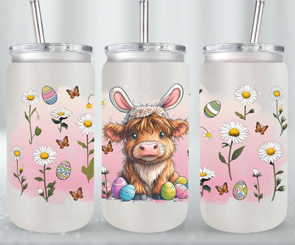 Highland Cow Easter-10403 - glass can