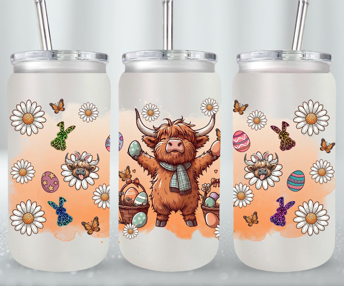 Highland Cow Easter-10389 - glass can