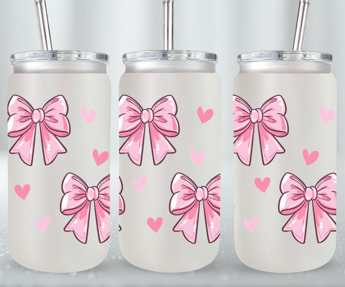 Pink Bow-9988 - glass can