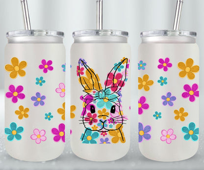 Embroidered Easter Bunny - glass can