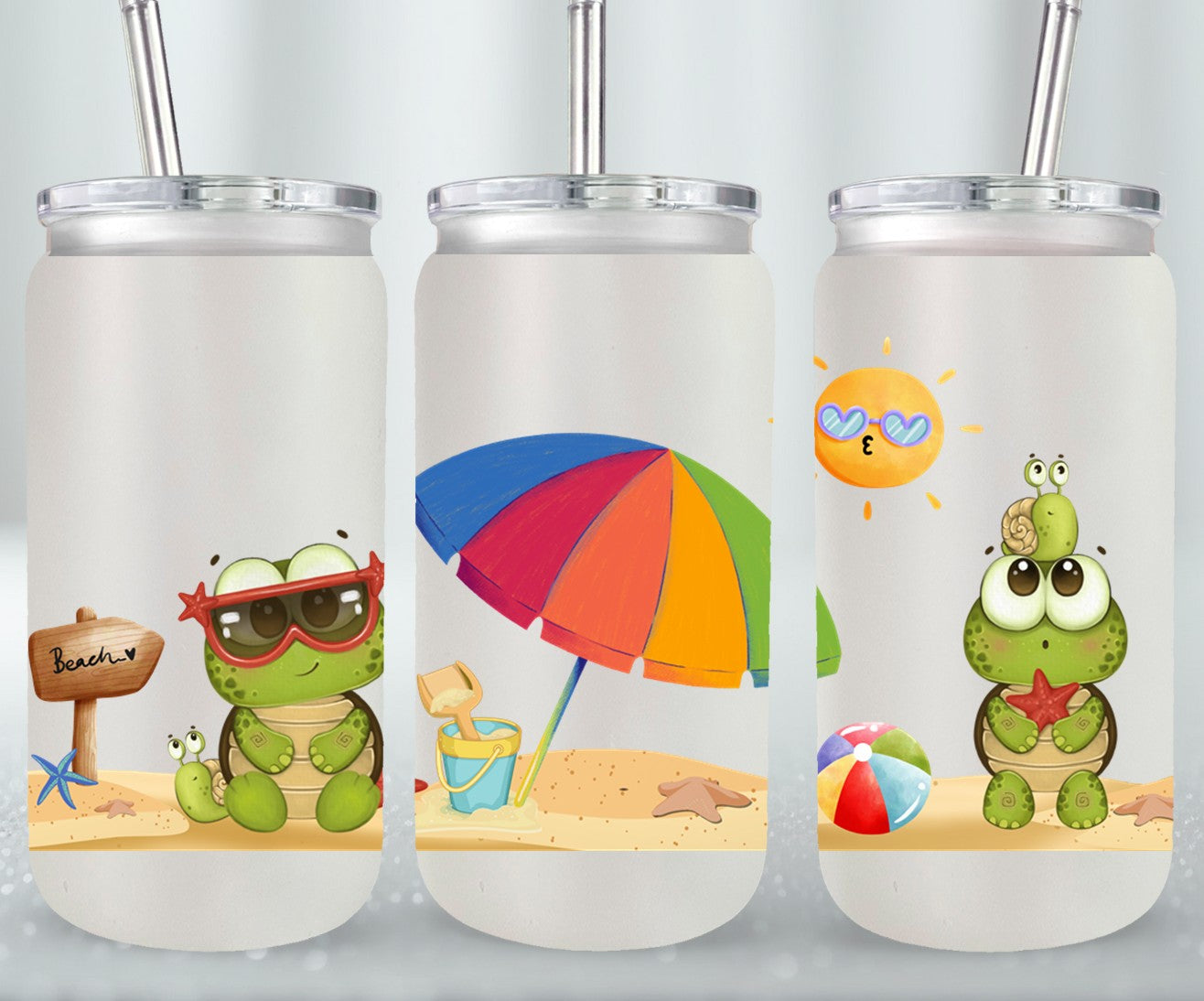Frog on The Beach -10681 - glass can