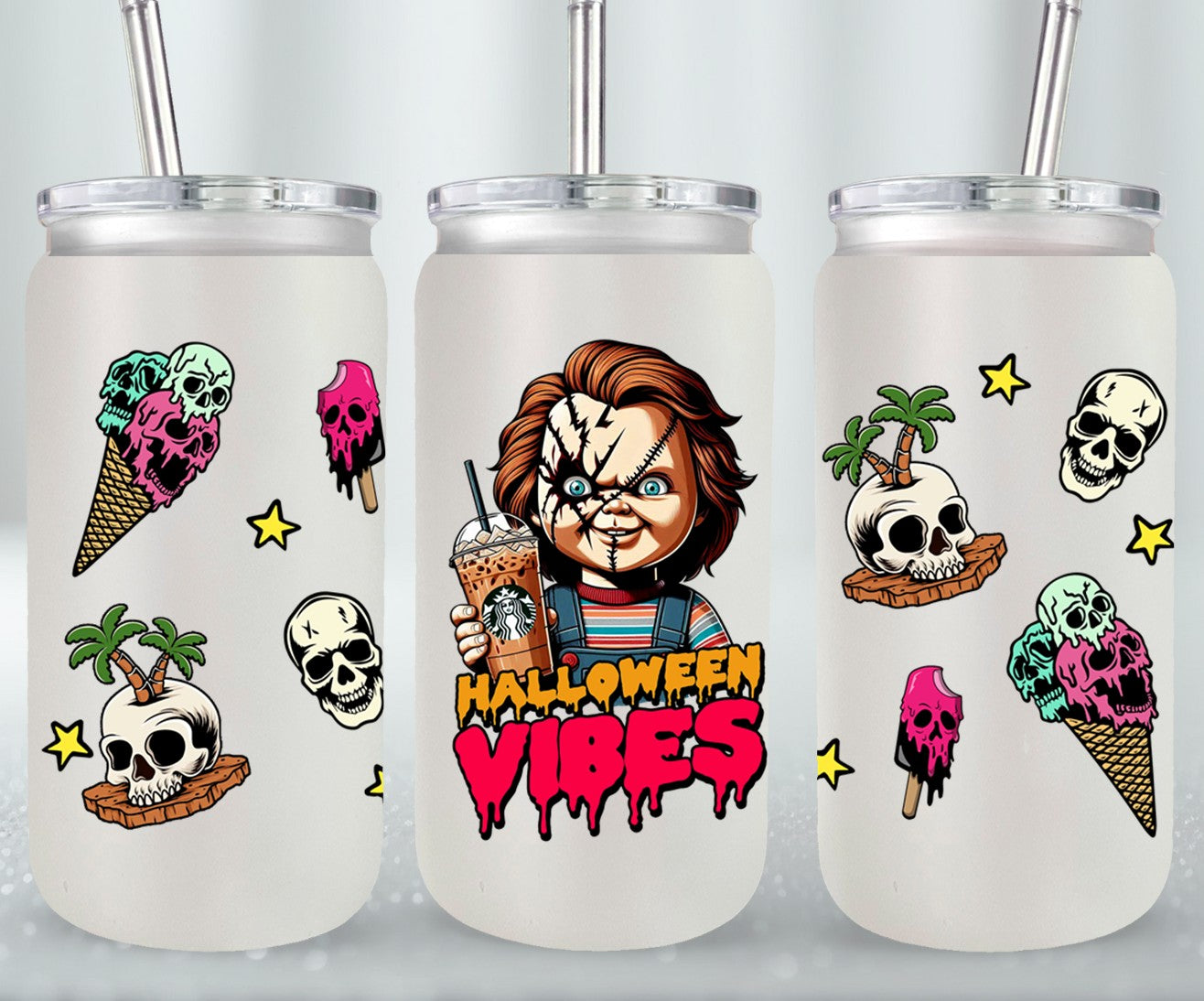 Halloween Vibes - glass can