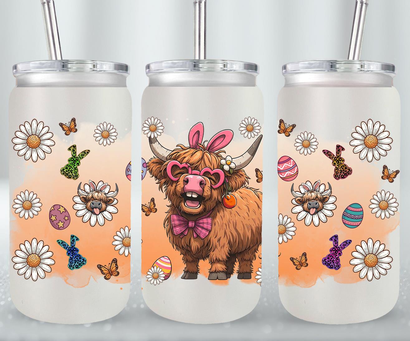 Highland Cow Easter-10385 - glass can