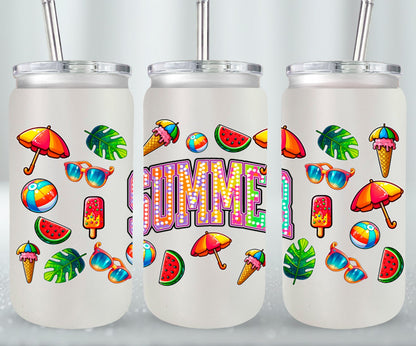 Summer Rainbow Flowers-10671 - glass can