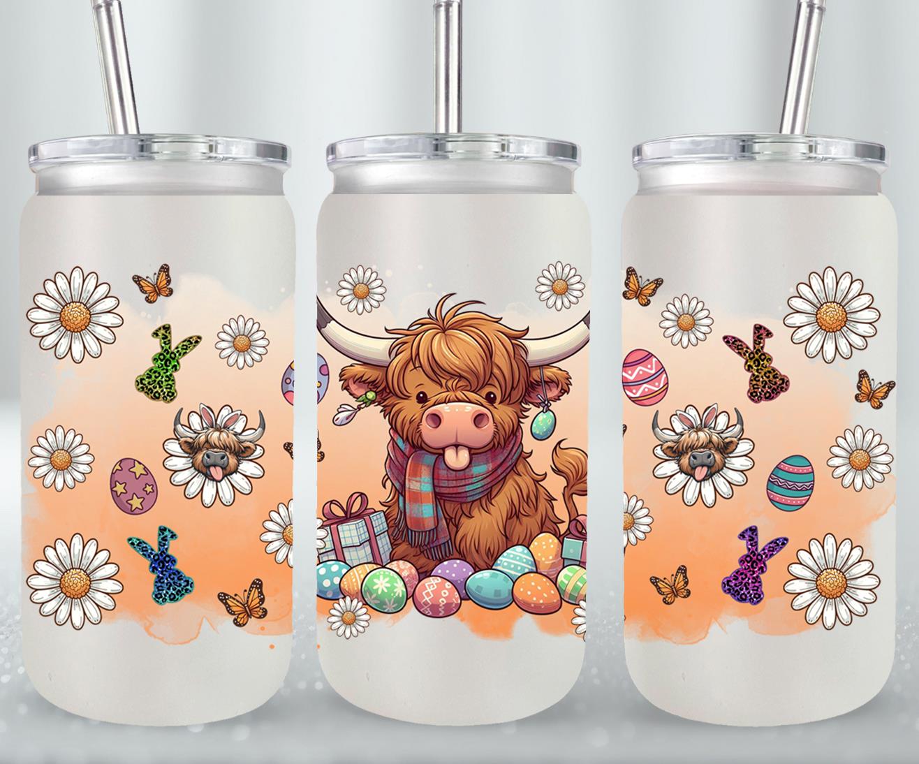Highland Cow Easter-10374 - glass can