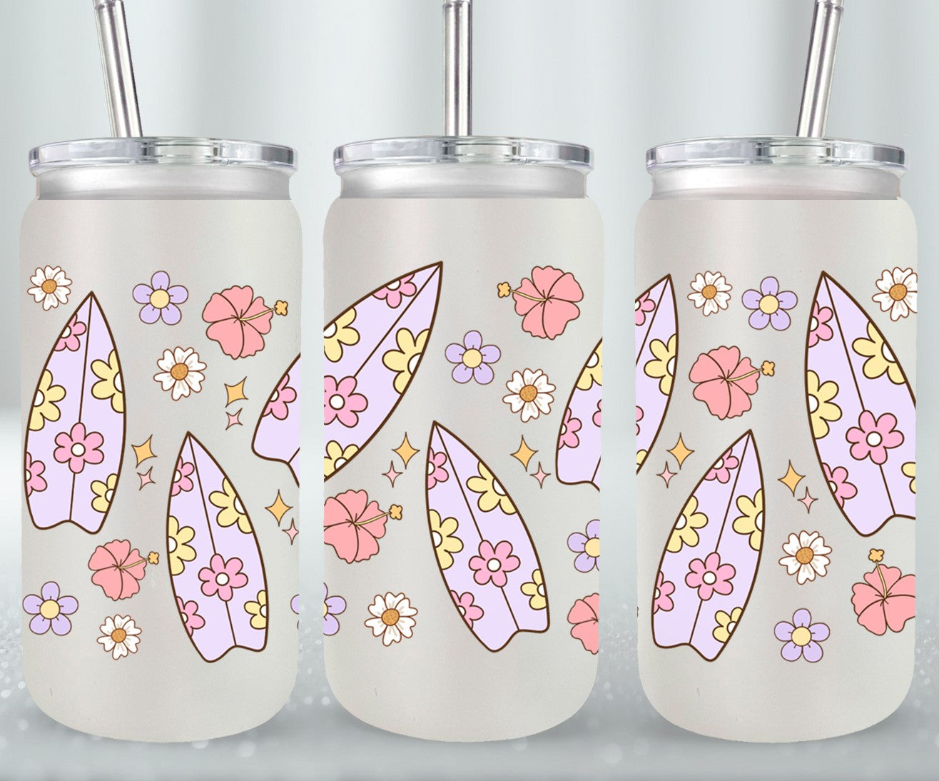 Hibiscos and Surfboard-10686 - glass can