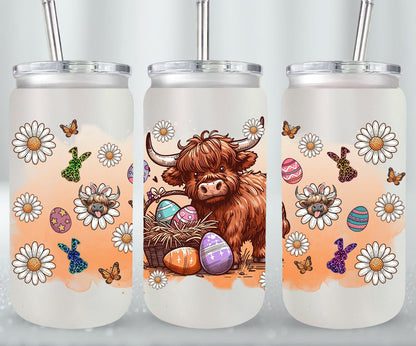 Highland Cow Easter-10372 - glass can